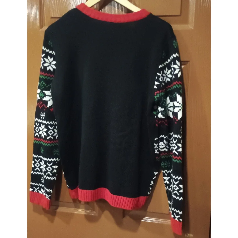 Holiday Time Sweater Mens XXL Black Dabbing Cat Meowy Christmas Excellent Ugly